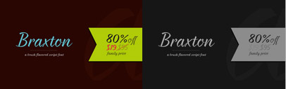 Braxton‚ brush flavored script font family includes 5 unique font weights. 80% off till September 11.