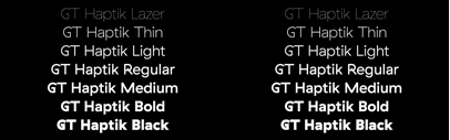 GT Haptik by @grillitype expanded. It’s now available in seven weights with accompanying Oblique and Rotalic styles.