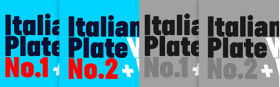 Italian Plate No.1 & No.2 by @playtype: No.1 is a sans serif with blunt corners.