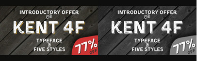Kent 4F‚ a handdrawn sans serif supporting Cyrillic. The shadowed and printed versions of Kent 4F are also available.