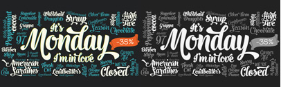 Monday‚ a bold and strong script family of two weights and a matching ornament set. 35% off until Mar 20.