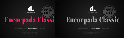 Two narrower versions were added to Encorpada Classic‚ a didone typeface by @dooType. The family packages are 80% off until Mar 31.