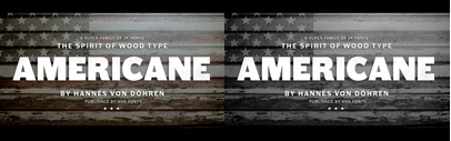 Americane and Americane Condensed&sbquo; inspired by old woodtypes&sbquo; by @hvdfonts. Americane Complete and Americane Condensed Complete are 80% off until April 4.