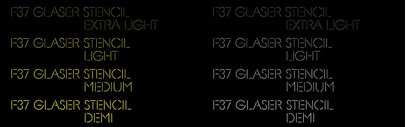 F37 Glaser Stencil is available. The forgotten lighter weights of Glaser Stencil have now been brought back to life by @_Face37.