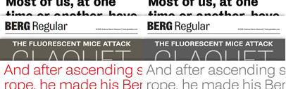 Helvetica Alternatives was updated! Sixta&sbquo; Gira Sans&sbquo; Berg&sbquo; and La Fabrique have been added to the list. There are 94 total alternatives now.