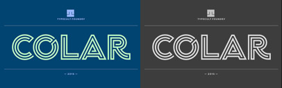 Colar by @J85 is a labyrinthian‚ caps only‚ display typeface with several stylistic alternates and discretionary ligatures‚ inspired by the late 70s typefaces.