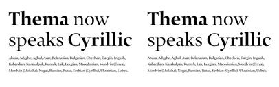Thema now speaks Cyrillic.