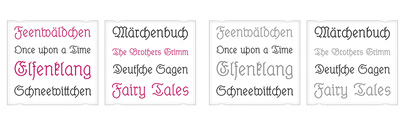 Elfen Fraktur‚ a monolinear blackletter typeface‚ originally published in 1919 by M. Beck.
