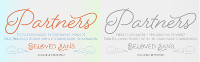 Beloved Script‚ Beloved Sans‚ & Beloved Ornaments by @L_Worthington. 50% off until Sep 26.