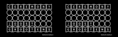 Ceremony combines a full extended latin character set with 178 pictograms‚ all encapsulated in 77 different positive and negative geometric shapes.