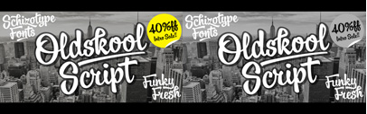 Oldskool Script by @SchizotypeFonts. 40% off until Nov 27.
