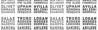 Advocate‚ an all-caps display family in 18 styles‚ designed by Matthew Butterick.