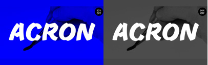 Acron by Anna Cairns. 50% off until April 30 at their site and until May 3 at MyFonts.