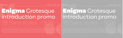 Enigma Grotesque by Mateusz Machalski. 90% off until Aug 1. (Enigma Grotesque was renamed as Migrena Grotesque.)