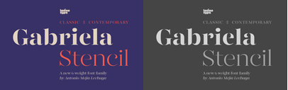 Gabriela Stencil by @Latinotype. Gabriela Stencil Family is 79% off until Nov 11.