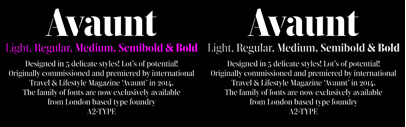 Avaunt Stencil‚ Subway 56 and A23D Solid are available.