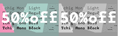 Tchig Mono by @SchizotypeFonts. 50% off until April 12.