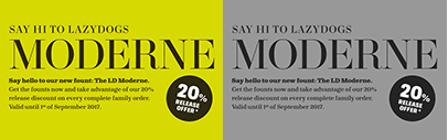 @lazydogtype released LD Moderne&sbquo; LD Moderne Fat&sbquo; and LD Alena. Introductory offer 20% off.