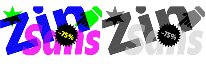 Zin Sans by CarnokyType. The family packages are 75% off until August 25.