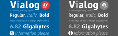 80% off Vialog Regular‚ Italic & Bold‚ now at 39 euros. Only 499 sets available for 14 hours.