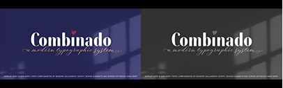 My Creative Land released Combinado which comes with a script‚ display serifs‚ high-contrast sans serifs‚ sans serifs for text‚ and a Design Elements font.