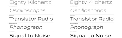 Analog‚ new wide sans serifs‚ by Scribble Tone.