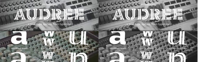 Audree‚ a variable type system with many different styles‚ from Typonine. Choosing between 15 serif styles‚ 2 constructions‚ 2 contrasts‚ and 4 styles‚ you can create your own version of Audree. Wow.
