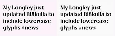 Lowercase characters were added to Blåkulla.