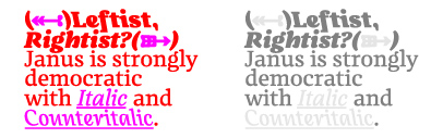 Counteritalics were added to Janus.