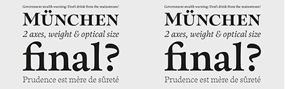 G-Type Foundry released Sherborne&sbquo; which has three optical sizes.