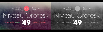 Niveau Grotesk and Niveau Serif by HVD Fonts. The latter has tiny serifs like Serif Gothic and Copperplate Gothic. Just $49 for 18 fonts.