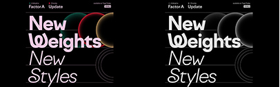 Two new weights and six italics were added to Factor A.