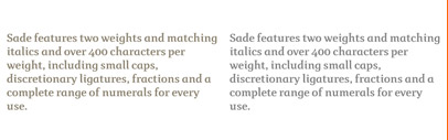 Sade‚ a feminine serif face‚ by Jan Erasmus.