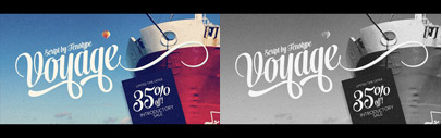 Voyage‚ a script family of two weights and ornament sets‚ by Fenotype.