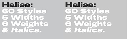 The Designers Foundry released Halisa. It comes in 5 widths&sbquo; each of which has 6 weights + italics.