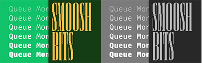 Type Supply has launched R&D Dept.‚ where they release developing typefaces. They’ve got two typefaces to start with: Queue Mono and Smoosh Bits. See tweets of theirs for how Smoosh Bits happened.