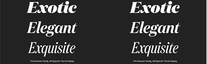 Domaine Display‚ Domaine Display Narrow‚ Domaine Display Condensed and Domaine Text by Klim Type Foundry. Elle UK and IL Magazine have used Domaine.