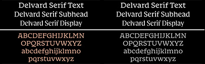 Typotheque released Delvard Serif. It comes in 3 optical sizes.