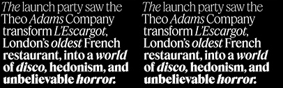 Commercial Type released Feature designed by Berton Hasebe‚ Christian Schwartz‚ and Hrvoje Živčić.