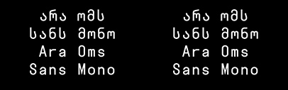Ara Oms Sans Mono has been released following the release of Ara Oms 6 months ago. These fonts were released for donations to volunteer organizations that support Ukrainian refugees in Georgia.