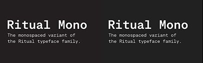Revolver Type Foundry released Ritual Mono‚ the monospaced variant of Ritual.