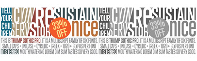 Trump Gothic is a reconception of ideas from Georg Trump’s seminal 1955 Signum typeface and its later reworking (Kamene) by Czech designer Stanislav Marso. 33% off till Dec 22.