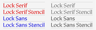 CoType Foundry released Lock Serif‚ Lock Serif Stencil‚ Lock Sans‚ and Lock Sans Stencil.