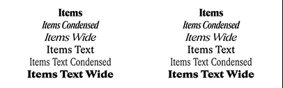 Schick Toikka added Items Text‚ Text Condensed‚ and Text Wide to the Items Collection.