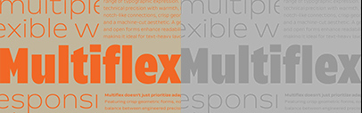 Leinster Type released Multiflex. It has 36 styles‚ nine weights from Thin to Black‚ and four widths from Compact to Wide.