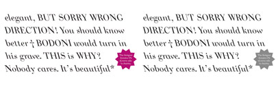 Bodoni Ritalic‚ a backslanted Didone face