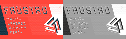Frustro is a display typeface with a multistable perception phenomenon&sbquo; based on the principles of the Penrose triangle. Also&sbquo; it is a layered typeface with 6 styles.