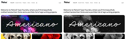 Petra Dočekalová has just launched her own foundry&sbquo; Petra-D Type Foundry. PD Americano&sbquo; PD Donut&sbquo; PD Everyday&sbquo; PD Kakabus&sbquo; PD Monolina&sbquo; PD Monolina Brush&sbquo; and PD Writer are available.