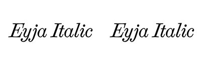 An italic was added to Eyja.