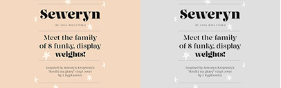 Cap­i­tal­ics War­saw Type Foundry released Sew­eryn designed by Ania Wieluńs­ka.